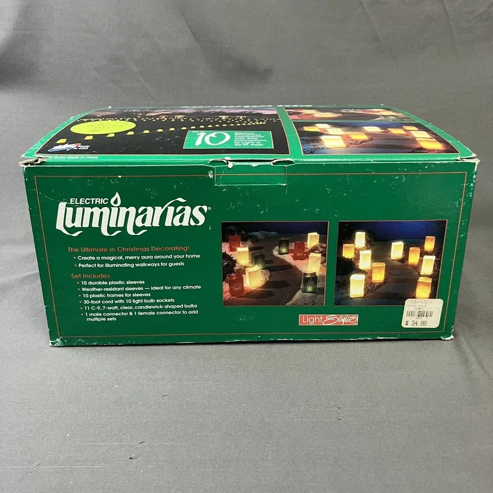 Electric Luminarias 10 Piece Kit String Light White Bag Style /Christmas Wedding